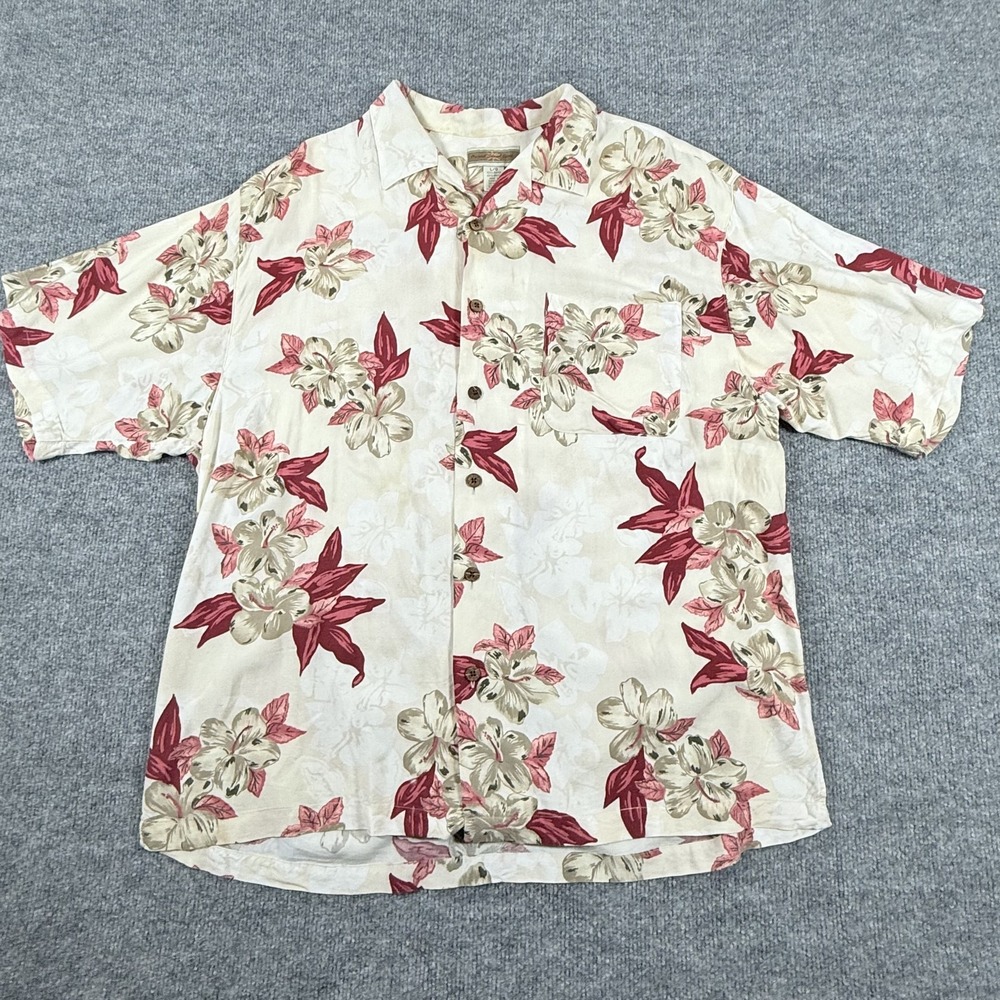 Original Island Sport Shirt Mens Large Hawaiian Floral Rayon Camp Aloha Shirt